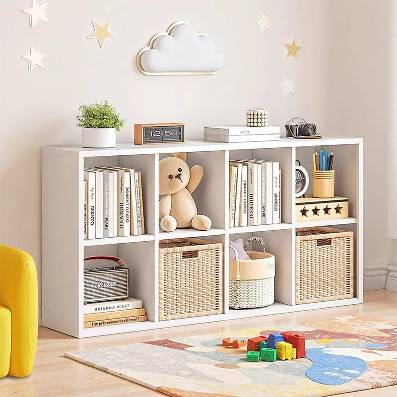Steel grid cabinet - freestanding modular bookshelf for home living room, kids' storage, picture book organizer, and low cabinet