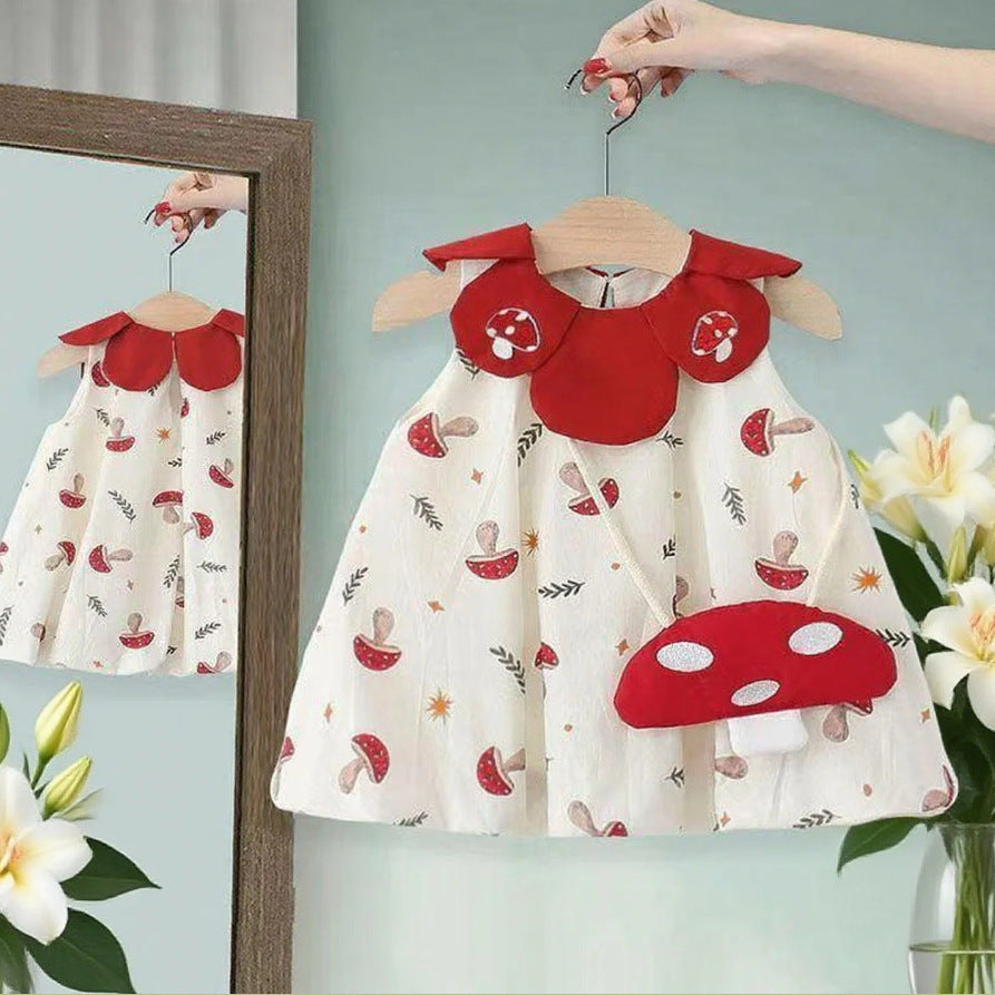 Girls' sleeveless summer dress - baby & toddler petal collar mushroom bud princess dress - stylish & chic