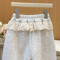 Girls' autumn new casual pants, active pants, stylish and trendy lace-trimmed joggers, trendy sweatpants for baby girls