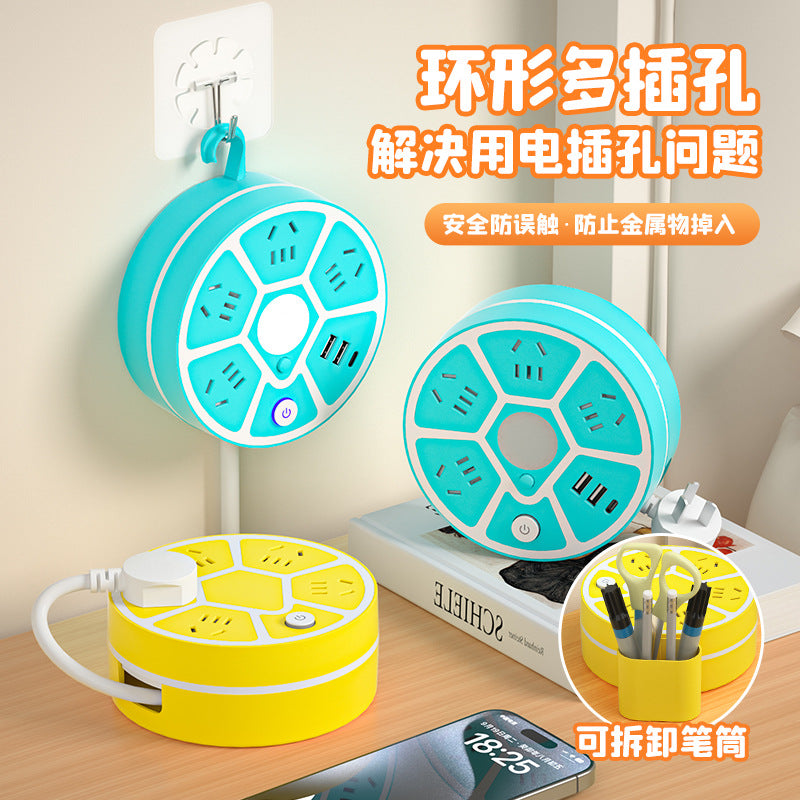 Retractable storage socket multifunctional multi-outlet power strip with usb ports, corded power strip, socket board, student dormitory power strip