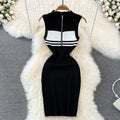 Polo collar stripesknitting vest dress summerclassy pure desire hot girl sexy silmslimming look hip-hugging dress