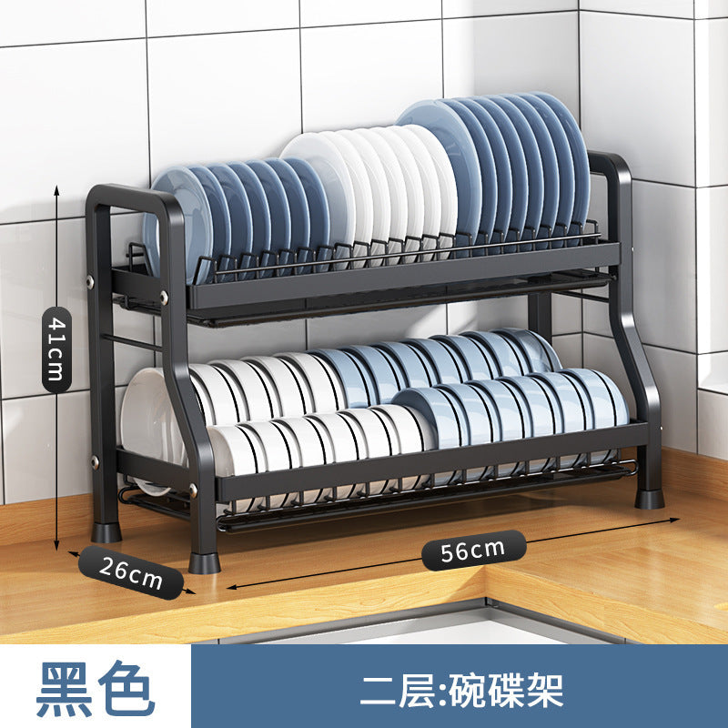 Storage Kitchen Dish Rack Household Dishware Dish Bowl Integrated Storage Rack Countertop Multifunctional Stainless Steel Drain Rack