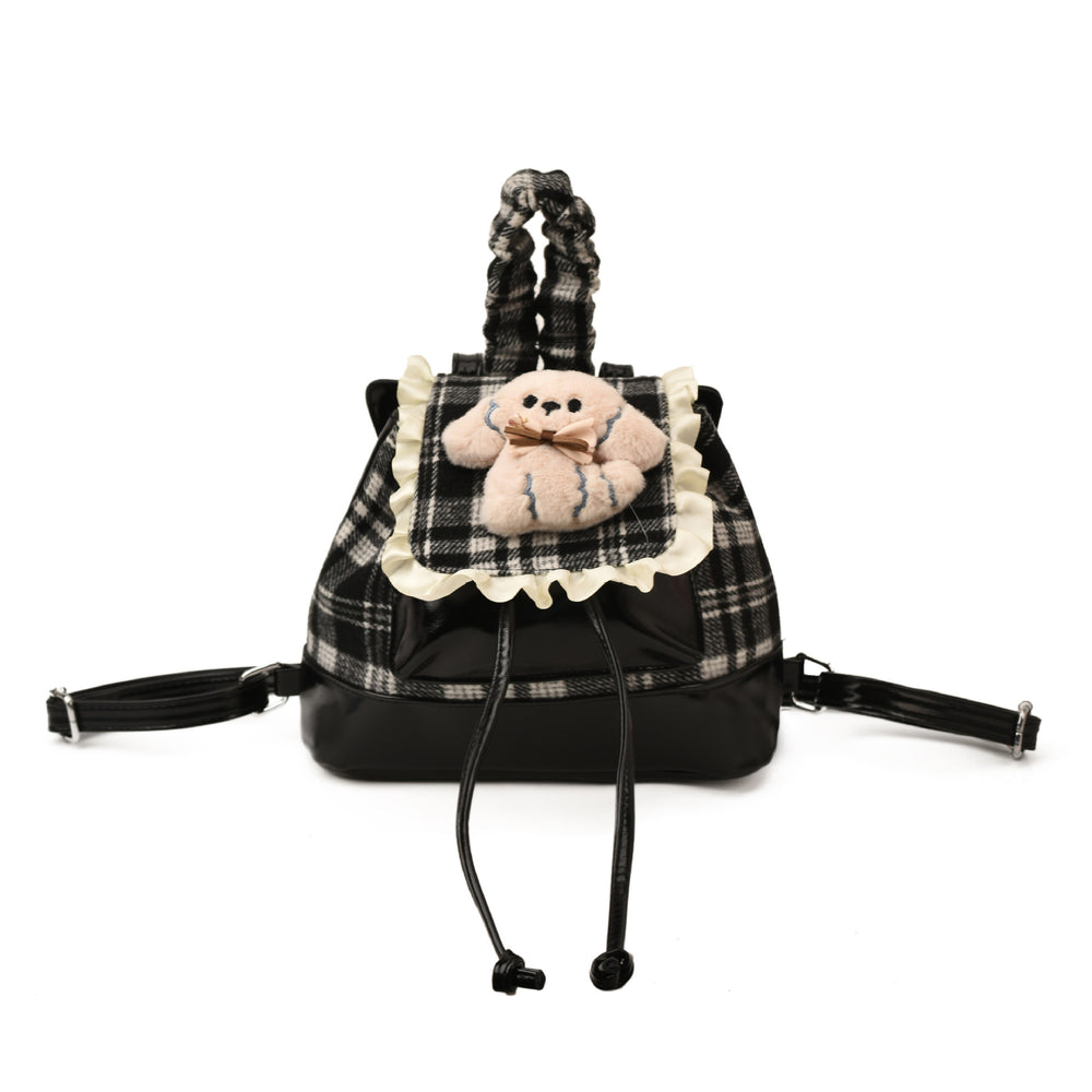 Autumnew arrivalcute backpack girl bearplaideasiest for match backpack large capacity student class work clothing bag trendy