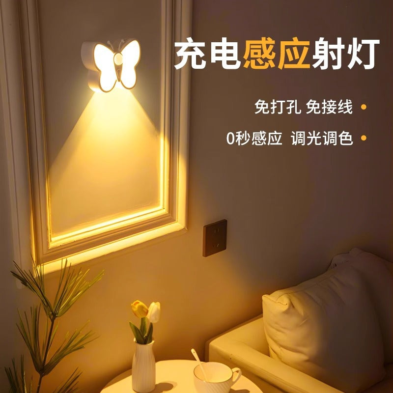 Rechargeable ambient sensor light - no wiring, no drilling, magnetic wireless bedside night light for bedroom