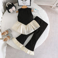 girls' chanel-inspired outfit: sleeveless bow-topped top + ruffle flare pants two-piece set (summer)