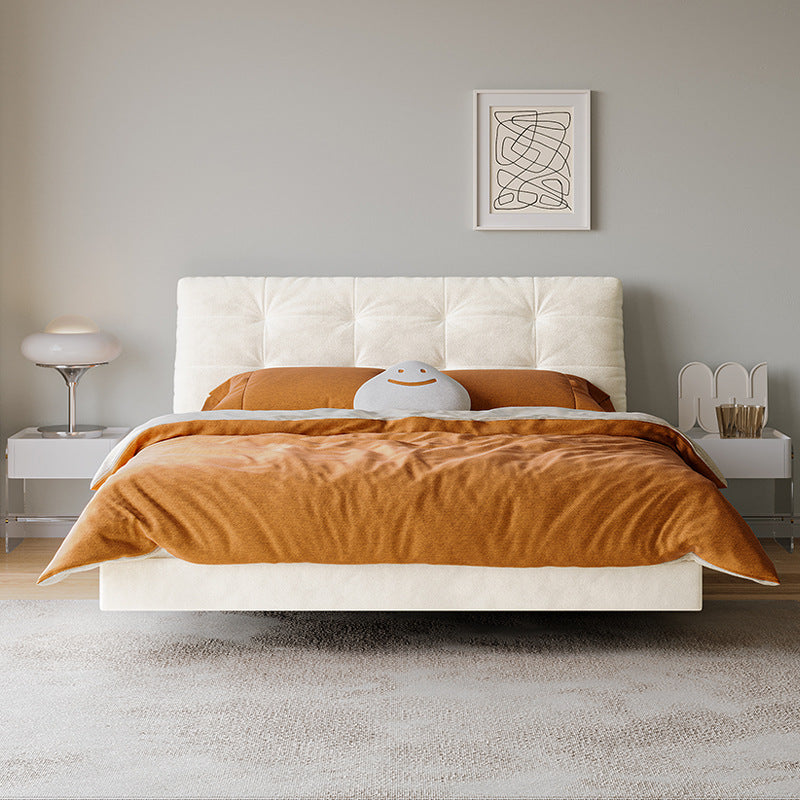 Italian normcore cream style fabric bed double bed master bedroom down soft bag wedding bed storage puff bed