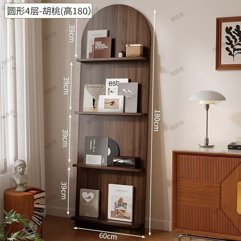 Magazine rack floor-standing storage rack wall-mounted book rack newspaper rack environmental-friendly multi-layer bookshelf medieval style reading bookshelf wood
