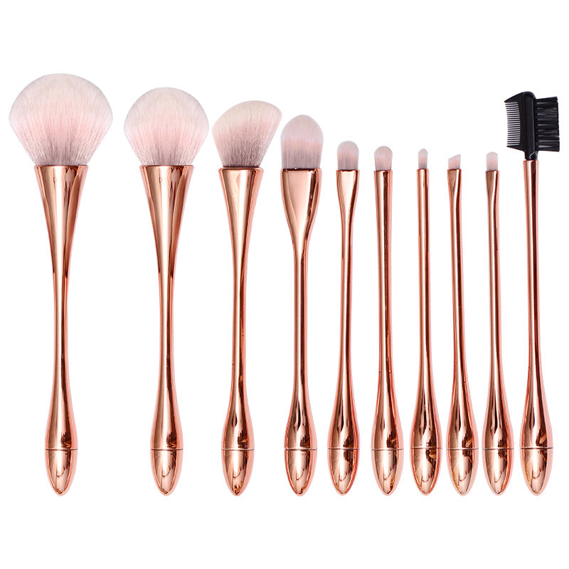 Sujilian xiaomanyao electroplated gold 10-piece set of makeup brushes, full set of soft bristles, loose powder, blush makeup brushes
