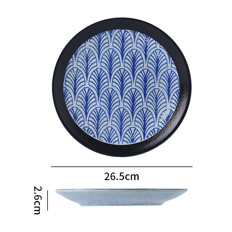 Japanese retro ceramic western dinner plate steak plate restaurant home hand-painted wave pattern unique ceramic sample room display plate