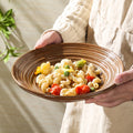 Vintage chic ceramic dinnerware - restaurant & hotel grade, unique ribbed design, steak & western cuisine plates, high-style deep dishes for home use
