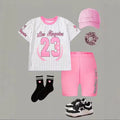 wholesale girls' short-sleeve and shorts sets, fashionable spring, summer, and autumn outfits for girls