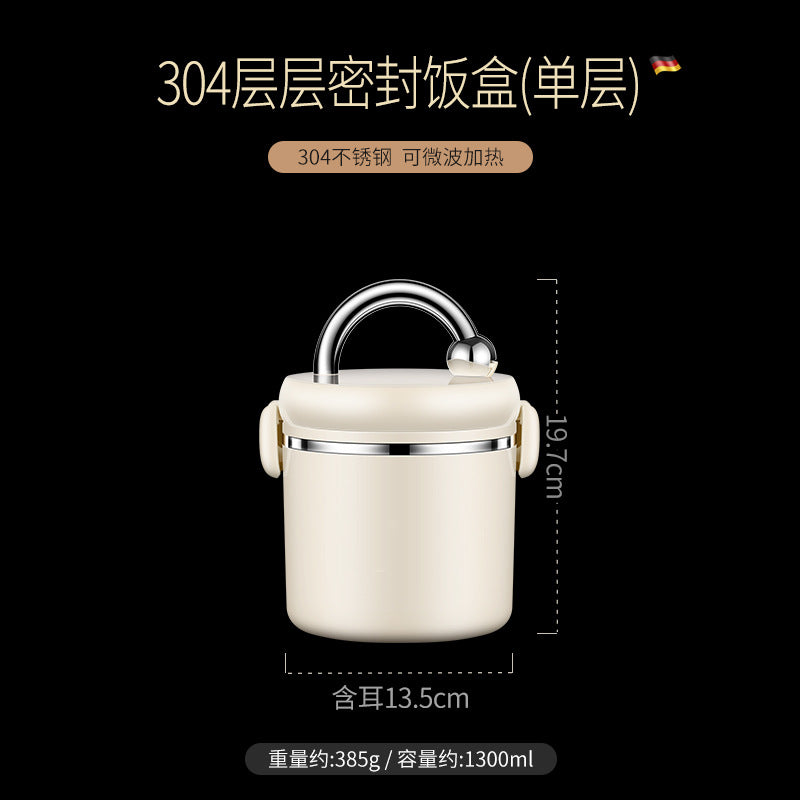 304 stainless steel thermal insulation lifting pot, portable thermal insulation bucket, portable for office workers, can be heated in microwave oven, multi-layer lunch box
