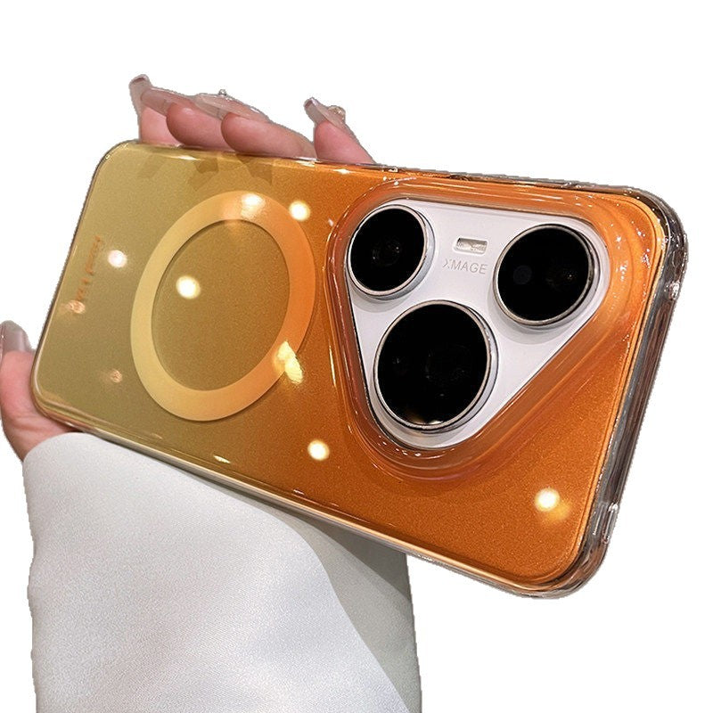 Ombre gradient case for huawei p90 pro, crystal clear ice mist magnetic orange soda mate 80 protective cover