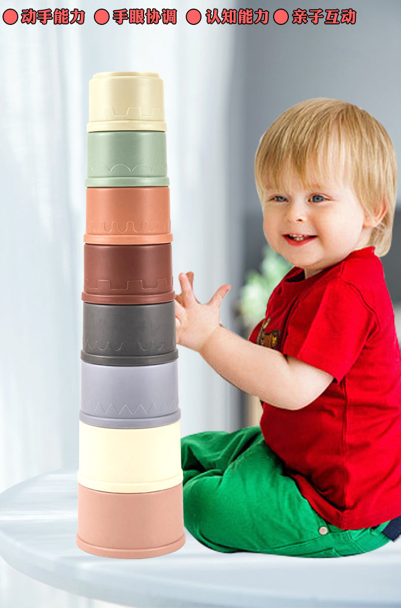 Cross-border export South East Asia fun round stacking cup bathroom bath toy creative building block stacking music infant