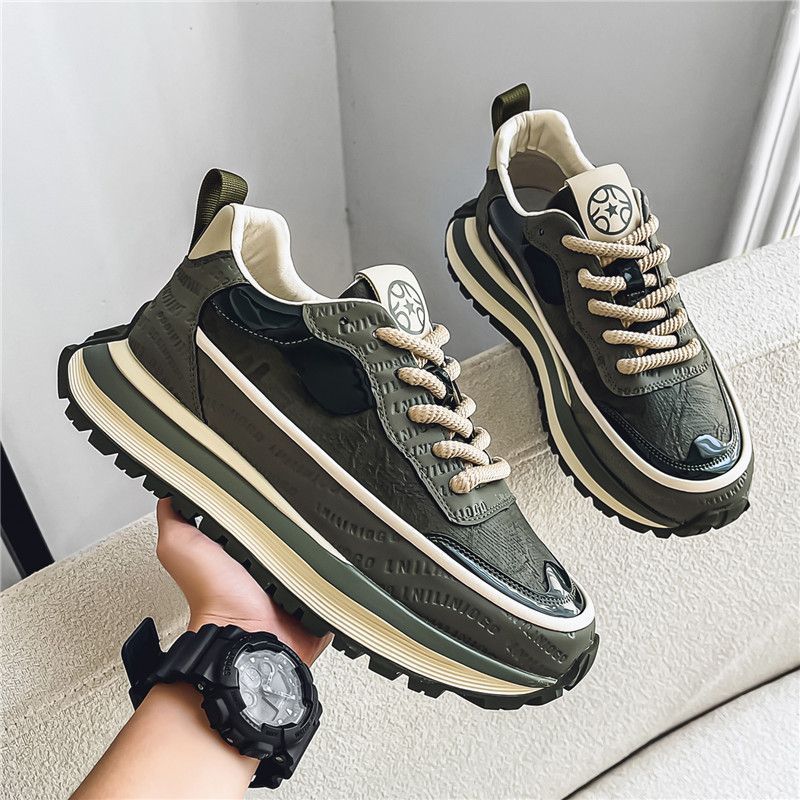 Men's shoes: 2025 spring new arrivals - breathable low-top dad shoes, versatile trendy chunky sole height-increasing sneakers, athletic casual footwear