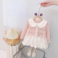 Girls' spring dress: new stylish cardigan dress, first birthday baby gown, children's princess dress set for spring and autumn