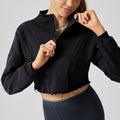 Autumloose crop top yoga top women's cycling running clothes zipper sportswear outwearshortcasualsweatshirt
