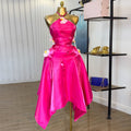 European and american cross-border women's fashion:  summer new arrivals - sexy and elegant butterfly embellished high-waisted halter neck asymmetrical dress