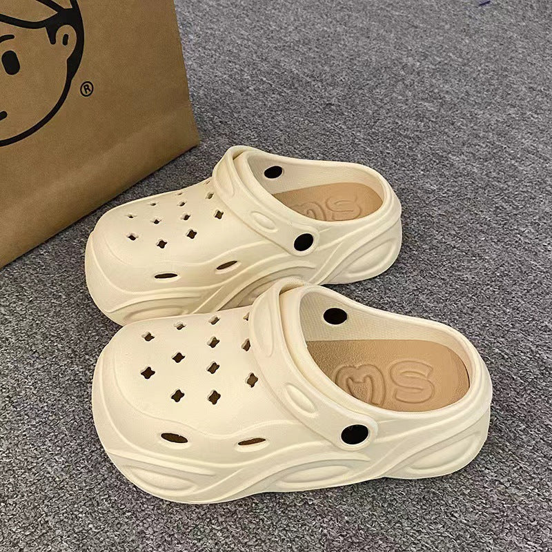 Height-increasing crocs women's summeroutwear2024new arrival stepping on shit feeling eva bottom beach seaside non-slip toe slippers