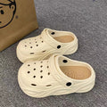 Height-increasing crocs women's summeroutwear2024new arrival stepping on shit feeling eva bottom beach seaside non-slip toe slippers
