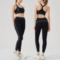High-waisted activewear set for women - color block, open back, body-hugging, barely-there feel yoga set - running, fitness, yoga outfit with sports bra