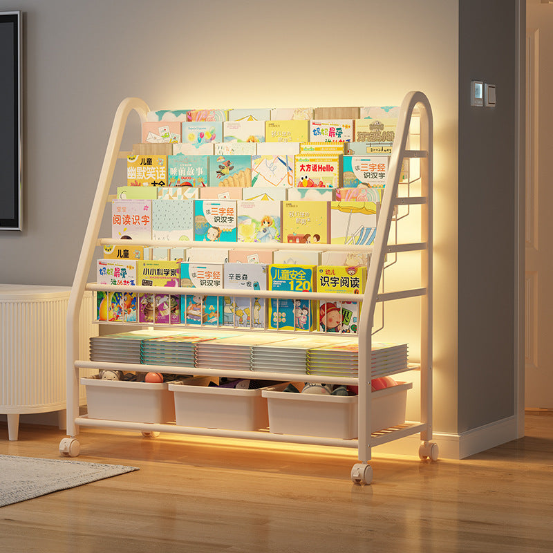 Kids bookshelf storage rack floor-standing picture book rack toy two-in-one storage rack simple reading area baby bookcase