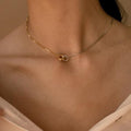 Stainless steel eternal circle asymmetrical patchwork necklace fashionstylishcasual necklace short necklace interlocking