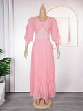 Aliexpress cross-border african new plus size women's elegant maxi dress, european and american foreign trade trendy v-neck pleated dress