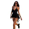 fashionsummernew arrivalsexyhot girltie backv neckhalterbacklessfungus edge ribbon jumpsuit