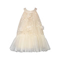 Girls' dress : stylish and ethereal princess dress with 3d floral yarn detail, halter neck fairy dress