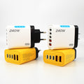 240w 3pd charger with led display + dual usb multi-port charger, us/eu plug, compatible with apple and huawei devices