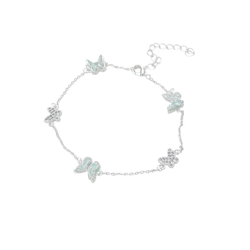Mint blue butterfly pearl bracelet - women's fashion, high-end, sweet & exquisite jewelry, summer fresh & versatile accessory