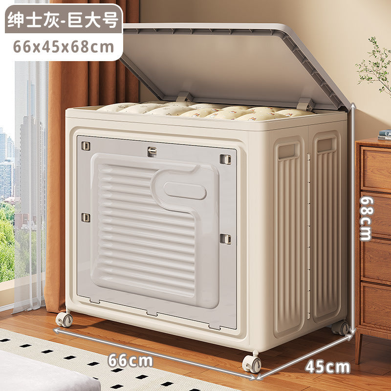 Clothes storage box Household flip large capacity with pulley Clothing sorting box Sundries Toys Quilts Storage box