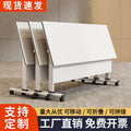 Foldable training table and chair set - mobile, interlocking, with wheels - long table, multi-functional office desk, conference room table and chair combination