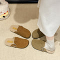 New arrival shows feet small birkenstock fleece-lined lazy half slippers for women winterthick soleoutwear birkenstock furry cotton slippers