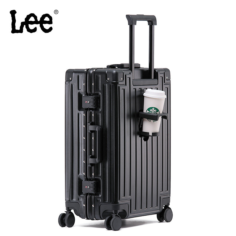 Lee suitcase female business suitcase male brand aluminum frame trolley case silent wheel leather case password box anti-drop