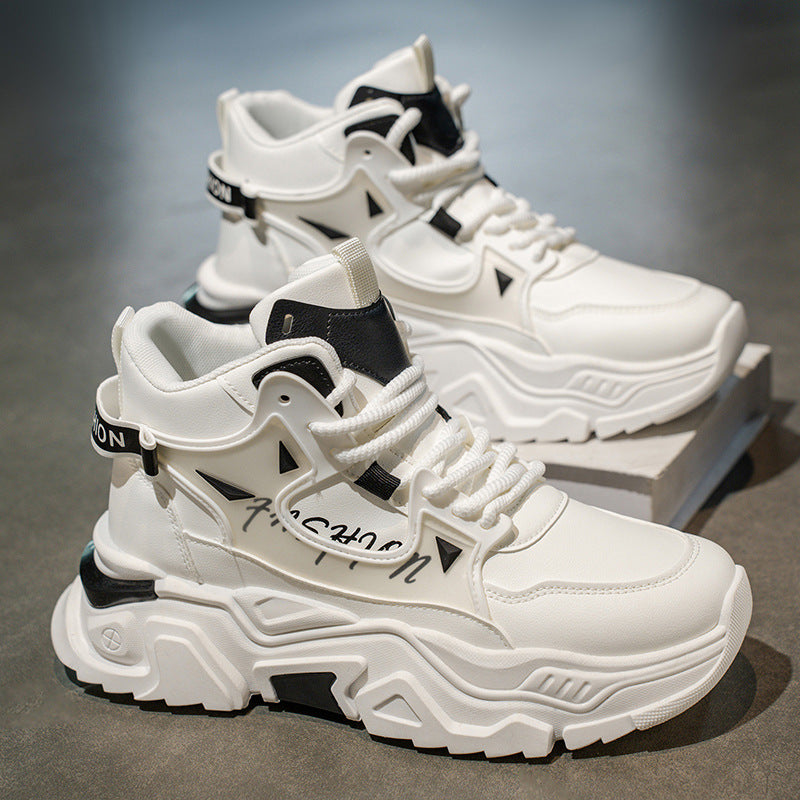 High-top men's shoes 2025new arrivalspring youthbootssportscasualwhite heightening dadeasiest for matchtrendy shoes