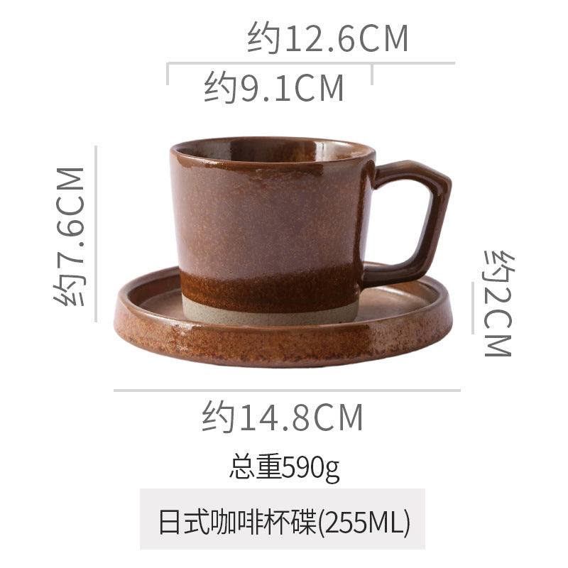 Retro japanese style mug kiln clay cup afternoon tea latte latte cup cake dessert plate for home mug