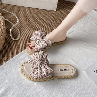 2024 new bowknot slippers - stylish women's summer beach sandals, flat flip-flops