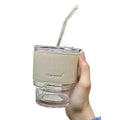 Ins style transparent aurora borealis straw glass bamboo cup good-looking coffee cup portable water cup cup ins style
