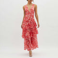 summer new arrivals: women's fashion - cross-border european & american style - elegant & chic printed, cinched-waist, backless dress