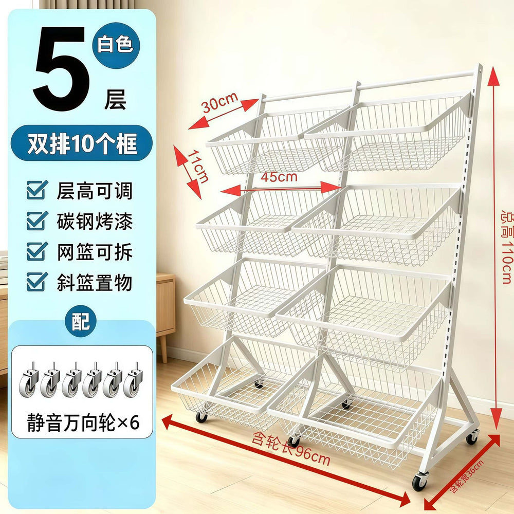 Kitchen basket storage rack, kids' toy organizer, multi-tier mobile storage, household multifunctional trolley