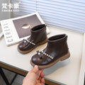 Vancahao girls' bowknot pearl princess boots - new autumn  korean style fashion ankle boots for girls and big kids