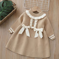 Girls' knit dress - new autumn/winter  collection - sweet bow detail, baby girl dress