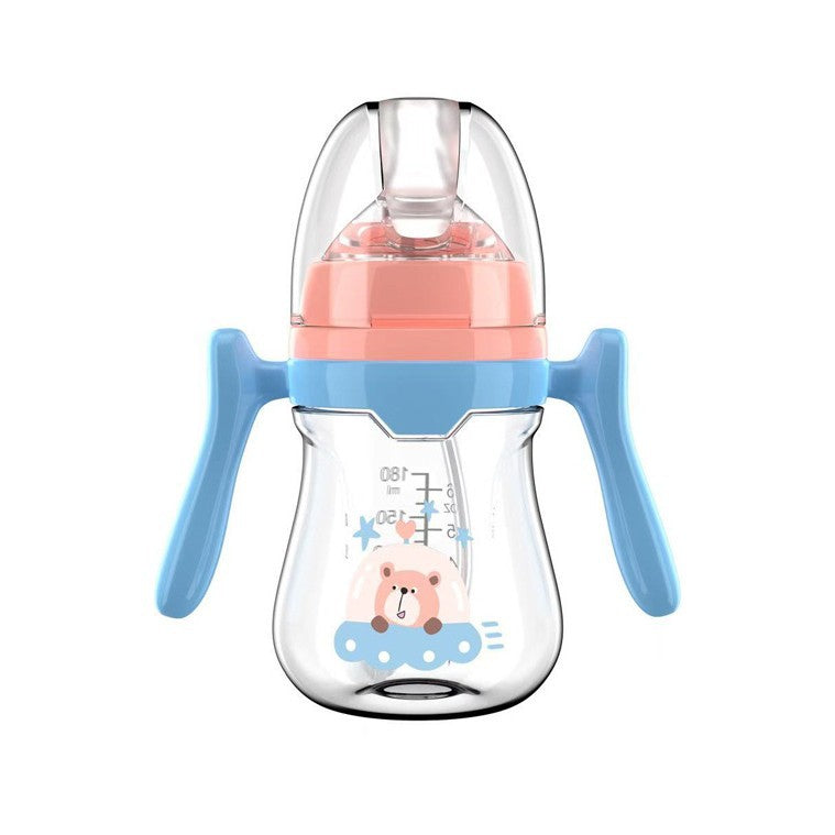 English boxed pacifier 180/240/280ml simple with handle PP bottle with straw