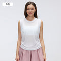 Simple round neck sleeveless sports tank top women's thin breathable side drawstring yoga top cover-up summer d26097