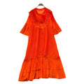 European and american niche style heavy beaded 3d floral flared sleeve dress - women's loose fit slimming a-line pleated maxi dress