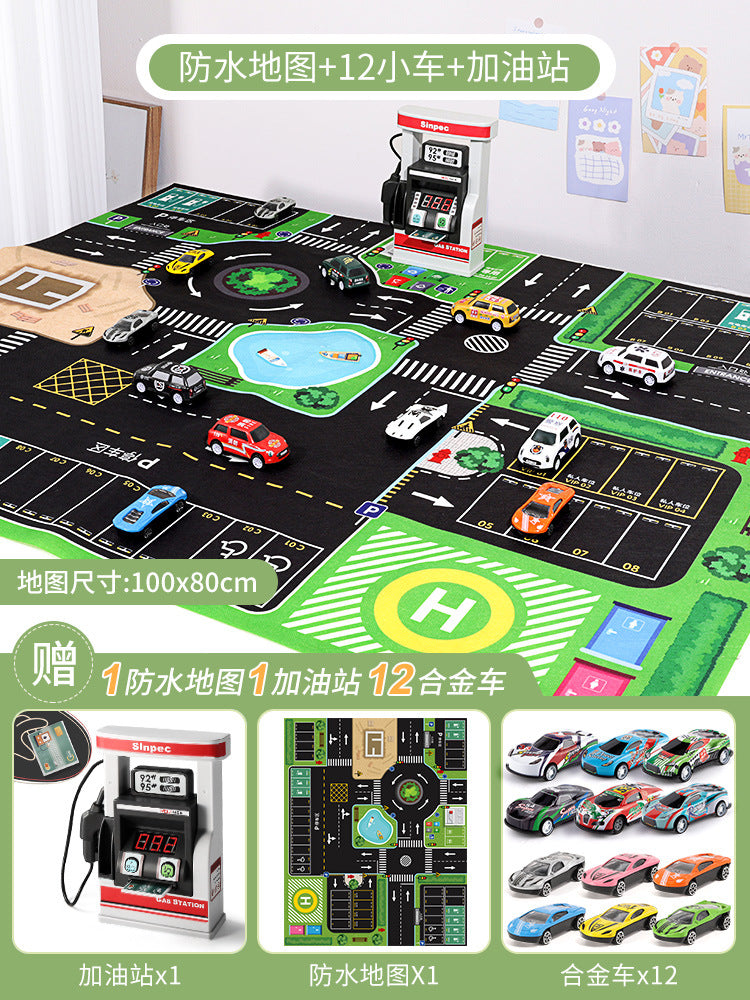 Kids' gas station toy model - realistic miniature cars - early education & pretend play for boys & babies - birthday gift