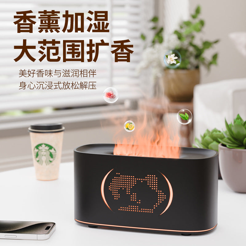 New arrival crack aromatherapy machine automatic fragrance machine for home flame humidifier ultrasonic wood grain flame aromatherapy machine