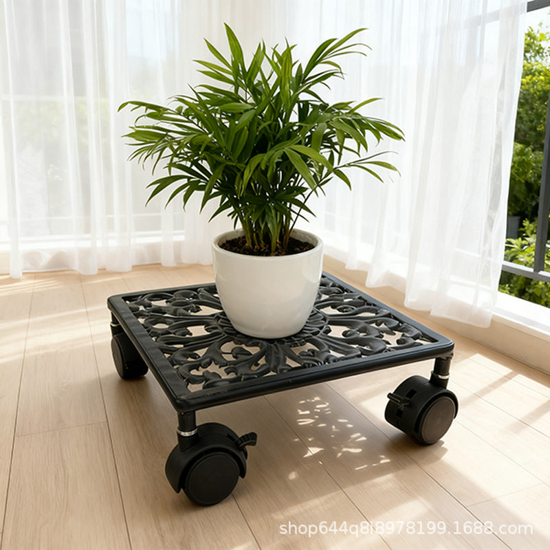 Wrought iron plant pot tray - outdoor garden, balcony, living room decorative plant stand, support base, removable flower pot base